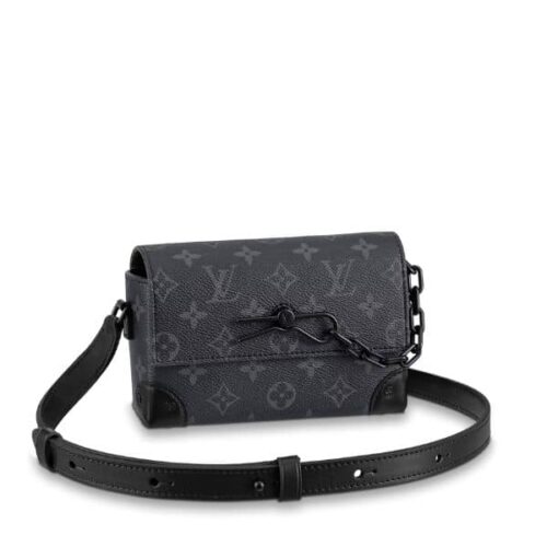 Louis Vuitton Steamer Monogram Eclipse Wearable Wallet Black 18Cm M81783