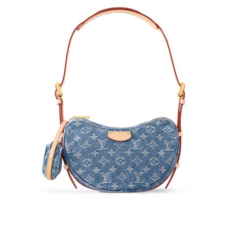 Louis Vuitton Croissant MM Monogram Denim Shoulder Bag Blue 25Cm M46856