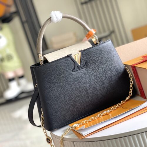 Alternative view of Louis Vuitton Capucines BB Leather Handbag Black And Grey 27Cm M20708