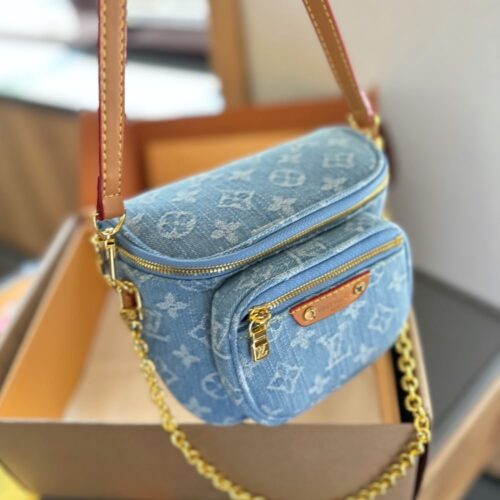Alternative view of Louis Vuitton Mini Bumbag Monogram Denim Bag Sky Blue 17Cm M83353