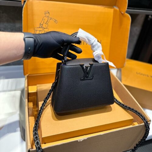 Alternative view of Louis Vuitton Capucines Mini Matte Leather Handbag Black 21Cm