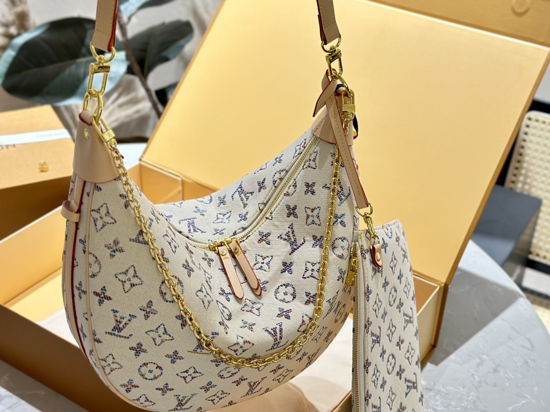 Louis Vuitton Loop Hobo Monogram Shoulder Bag Multicolor Beige 38Cm - Image 6