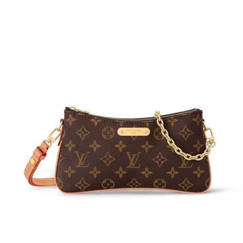 Louis Vuitton Pochette Liv Monogram Canvas Shoulder Bag Brown 24Cm M83008