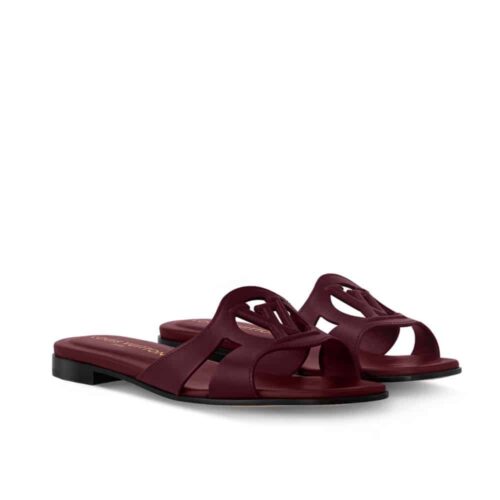 Louis Vuitton LV Isola Leather Flat Mule Wine Red 1ABP2W