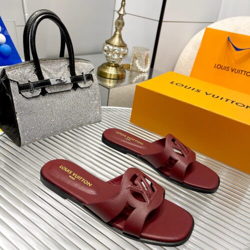 Alternative view of Louis Vuitton LV Isola Leather Flat Mule Wine Red 1ABP2W