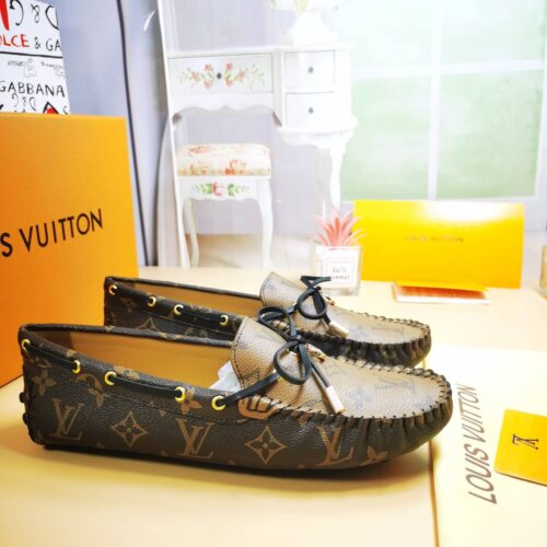 Alternative view of Louis Vuitton Gloria Monogram Canvas Flat Loafers Brown 1Abv23