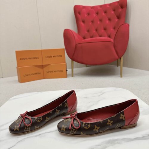 Alternative view of Louis Vuitton Joy Monogram Canvas Ballerina Brown And Red