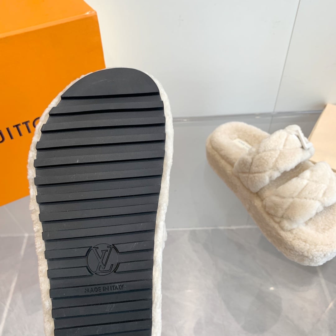 Louis Vuitton LV Sunset Platform Comfort Fur Mule Beige 1Actvf - Image 6