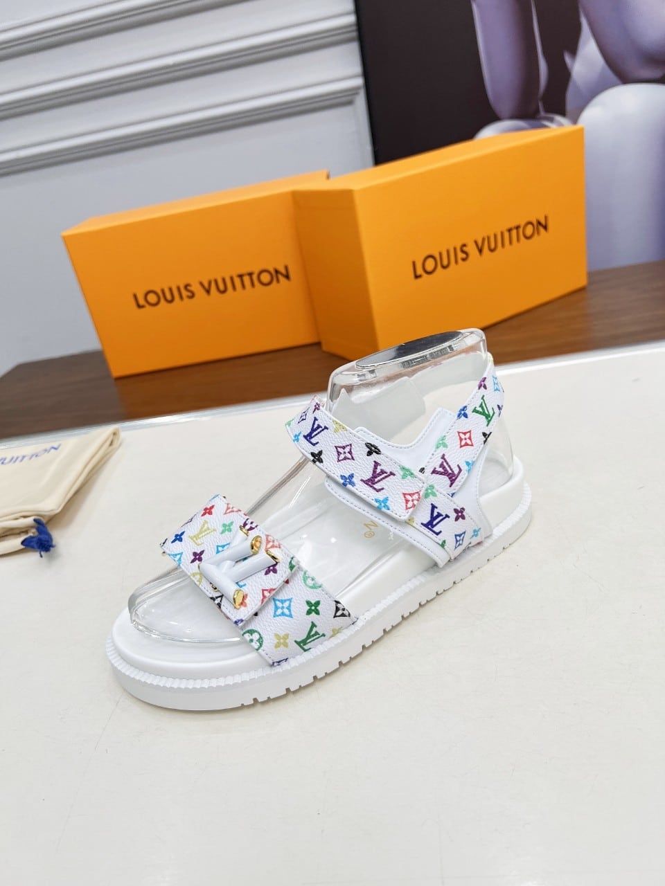 Louis Vuitton X Murakami LV Sunset Flat Comfort Monogram Canvas Sandal White 1agxeq - Image 4
