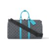 Louis Vuitton Keepall Bandoulière 45 Monogram Eclipse Reverse Shoulder Bag Turquoise And Grey 45cm M11481
