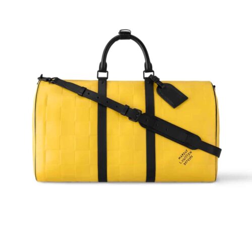 Louis Vuitton Keepall Bandoulière 50 Damier Scuba Shoulder Bag Yellow 50cm M25019