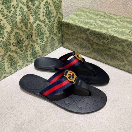 Alternative view of Gucci GG Thong Web Canvas Sandal Navy Blue 0B7N0 7100