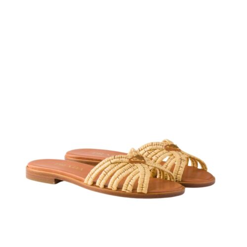 Prada Crochet Slides Cognac Brown 1XX807 2ACS F0P9G F 010