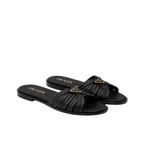 Prada Crochet Slides Black