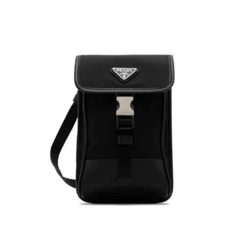 Prada Re Nylon Phone Pouch Black 19Cm