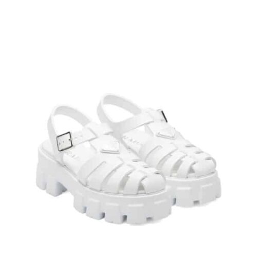 Prada Rubber Monolith Sandals White 1X853M 3LKK F0009 F DD55