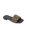 Prada Embroidered Fabric Slides Black Beige
