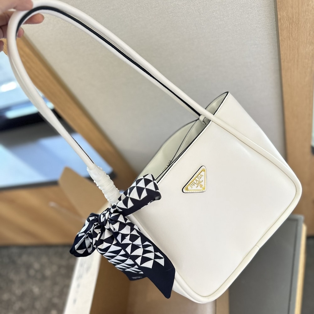 Prada Mini Leather Tote Bag White 25Cm 1BG539 - Image 2