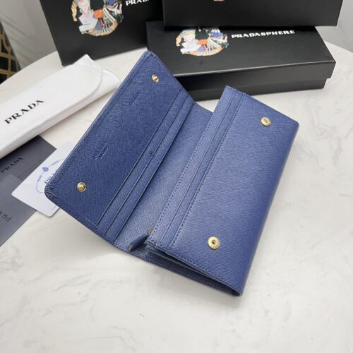 Alternative view of Prada Saffiano Leather Flap Long Wallet Navy Blue And Gold 19Cm 1Mh132 Zlp F0Rau