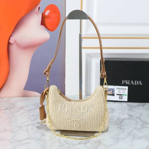 Alternative view of Prada Re Edition Mini Crochet Shoulder Bag Natural 22Cm 1Bc204 2M2T F0018 V Juo