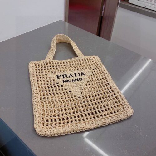 Alternative view of Prada Crochet Raffia Tote Bag Natural 38cm 1BG393 2C2T F0018 V OOO