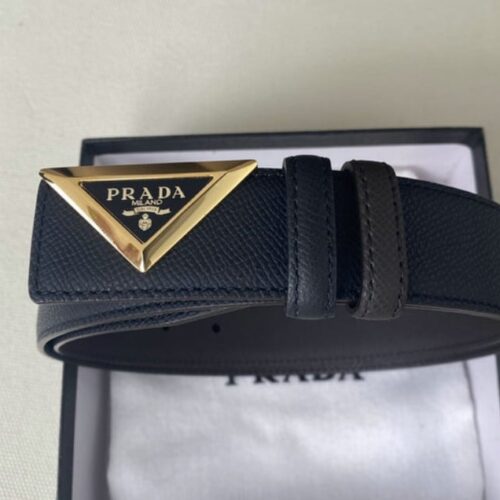 Alternative view of Prada Logo Plaque Leather Belt Black 20Mm