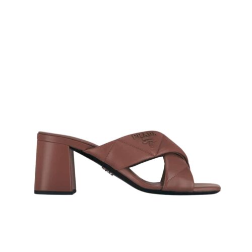 Prada Quilted Nappa Leather Sandals Dark Brown