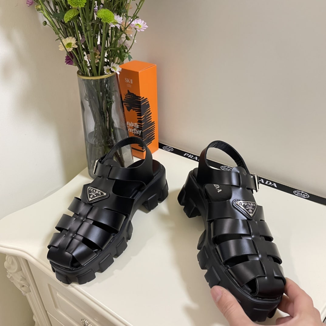 Prada Rubber Monolith Sandals Black 1X853M 3Lkk F0002 F 055 - Image 6