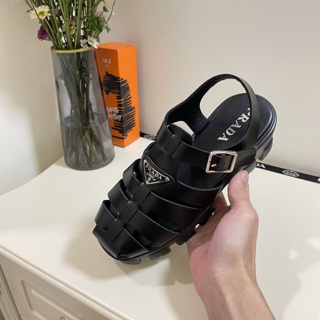 Prada Rubber Monolith Sandals Black 1X853M 3Lkk F0002 F 055 - Image 5