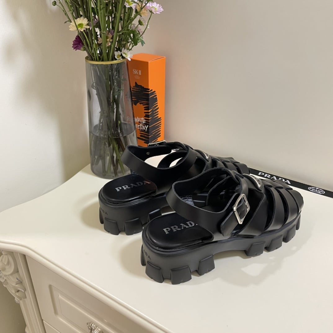 Prada Rubber Monolith Sandals Black 1X853M 3Lkk F0002 F 055 - Image 3