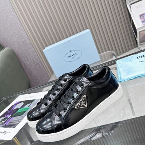 Alternative view of Prada Downtown Brushed Leather Sneaker In Black 1E904M B4L F0967 F 030