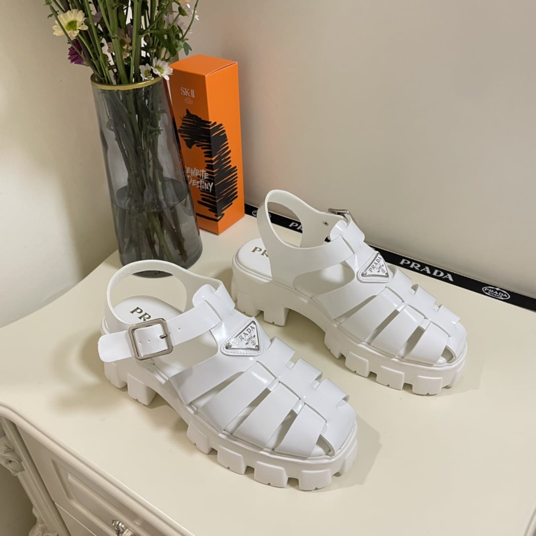 Prada Monolith Foam Rubber Sandals White 1X853M 3Lkk F0009 F 055 - Image 8