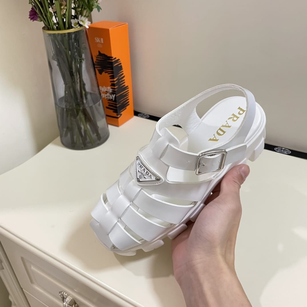 Prada Monolith Foam Rubber Sandals White 1X853M 3Lkk F0009 F 055 - Image 4