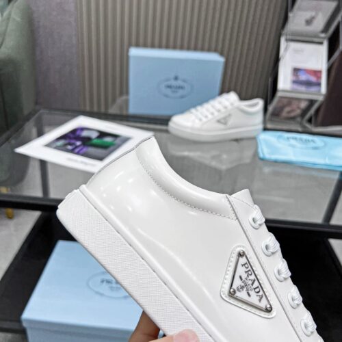 Alternative view of Prada Logo Sneaker In Brushed Leather White