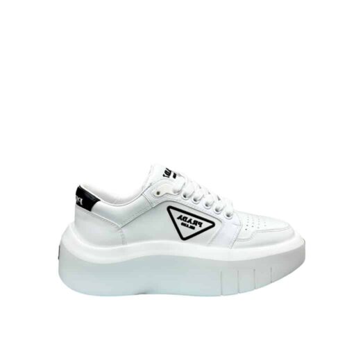 Prada Leather Platform Sneaker White