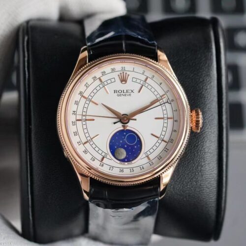 Alternative view of Rolex Cellini Moonphase Everose Gold And White 39Mm 50535
