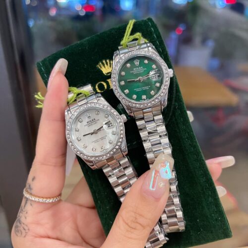 Alternative view of Rolex Lady Datejust 28 Silver Jubilee Diamond Dial In Green 31Mm