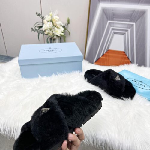 Alternative view of Prada Petal Black Terrycloth Sippers
