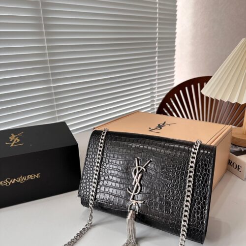 Alternative view of Saint Laurent Kate Tassel Medium Embossed Leather Shoulder Bag Black 22Cm 354119DND0N1000