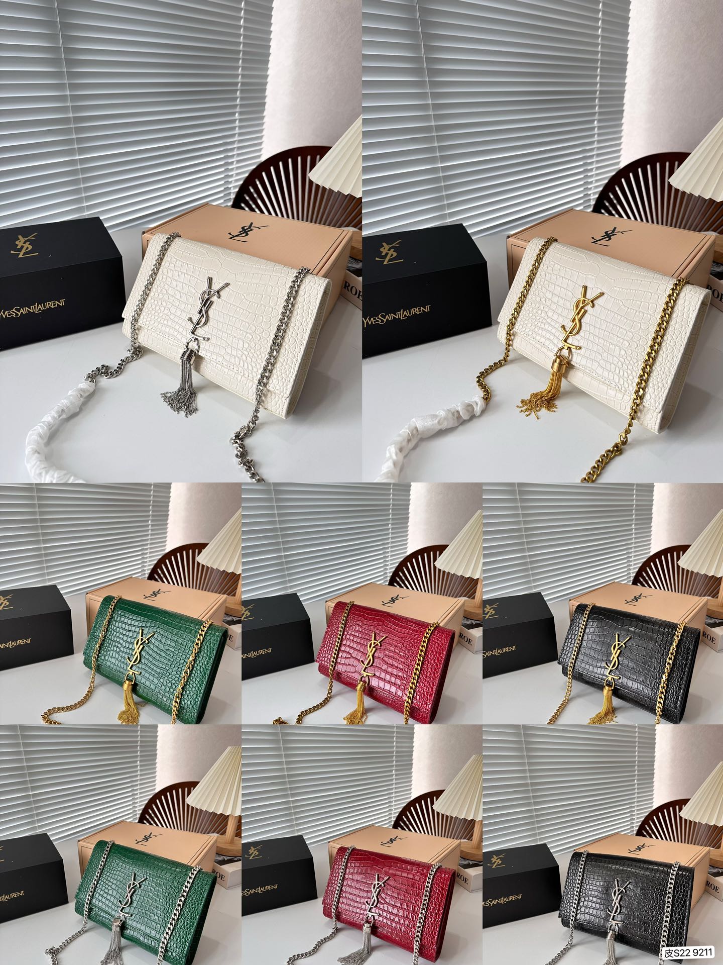Saint Laurent Kate Tassel Medium Embossed Leather Shoulder Bag Black 22Cm 354119DND0N1000 - Image 3