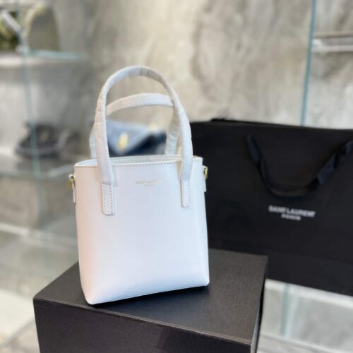 Alternative view of Saint Laurent Shopping Saint Laurent Mini Box Leather Handle Bag White 18cm 