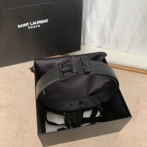Alternative view of Saint Laurent Cassandre Thin Belt With Square Buckle In Shiny Box Saint Laurent Leather 554465Boo0U1000