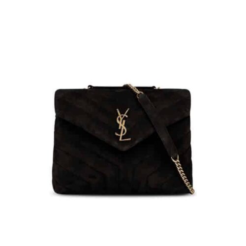 Saint Laurent Loulou Small Suede Flap Bag Black 25Cm