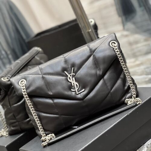 Alternative view of Saint Laurent Puffer Medium In Nappa Leather Silver Black 31Cm 5774751El001000