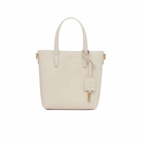 Saint Laurent Shopping Saint Laurent Mini Box Leather Handle Bag White 18cm 