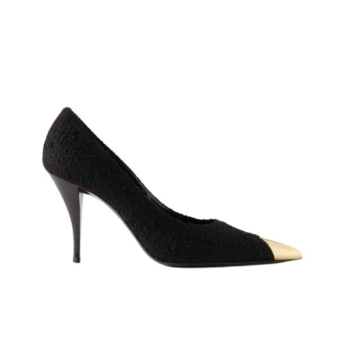 Saint Laurent Vesper Boucle Pumps Black Gold