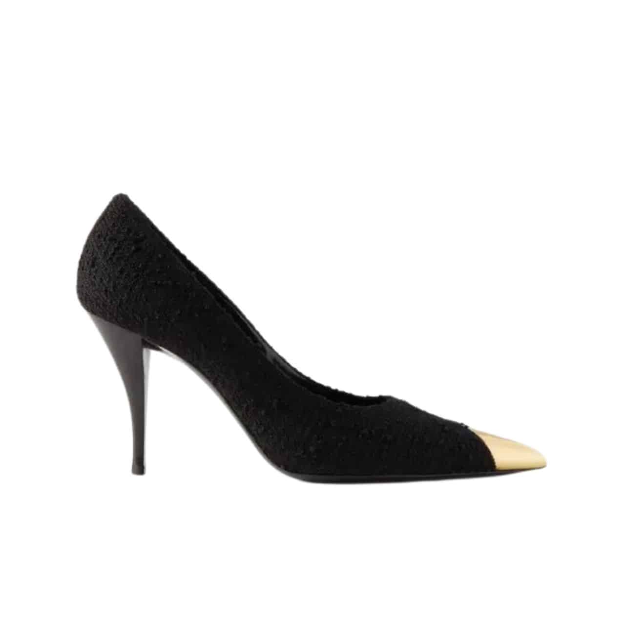 Saint Laurent Vesper Boucle Pumps Black Gold