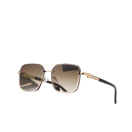 Gucci Square Gradient Vintage Gold Metal Sunglasses Black
