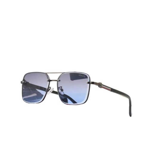 Gucci Square Gradient Vintage Dark Silver Metal Sunglasses Black