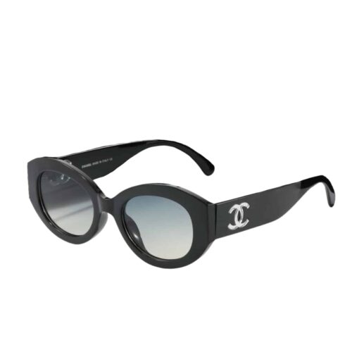 Chanel Oval Sunglasses Acetate Black Silver